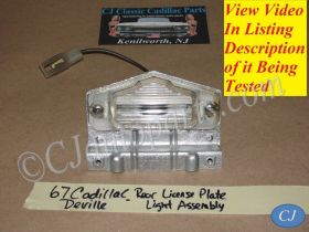 RESTORED 1967 Cadillac Deville Calais Fleetwood REAR BUMPER LICENSE PLATE LIGHT LAMP LENS HOUSING #911481